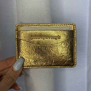 Anthropologie NWT Leather Card Holder Wallet Gold